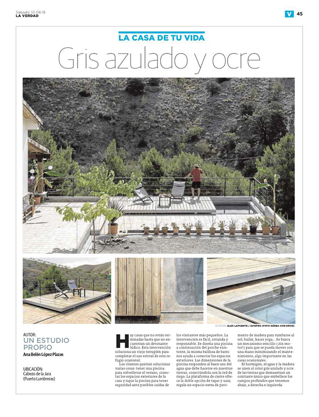 El proyecto Gris Azulado y Ocre de Un Estudio Propio en el suplementode verano del periódico de La Verdad.