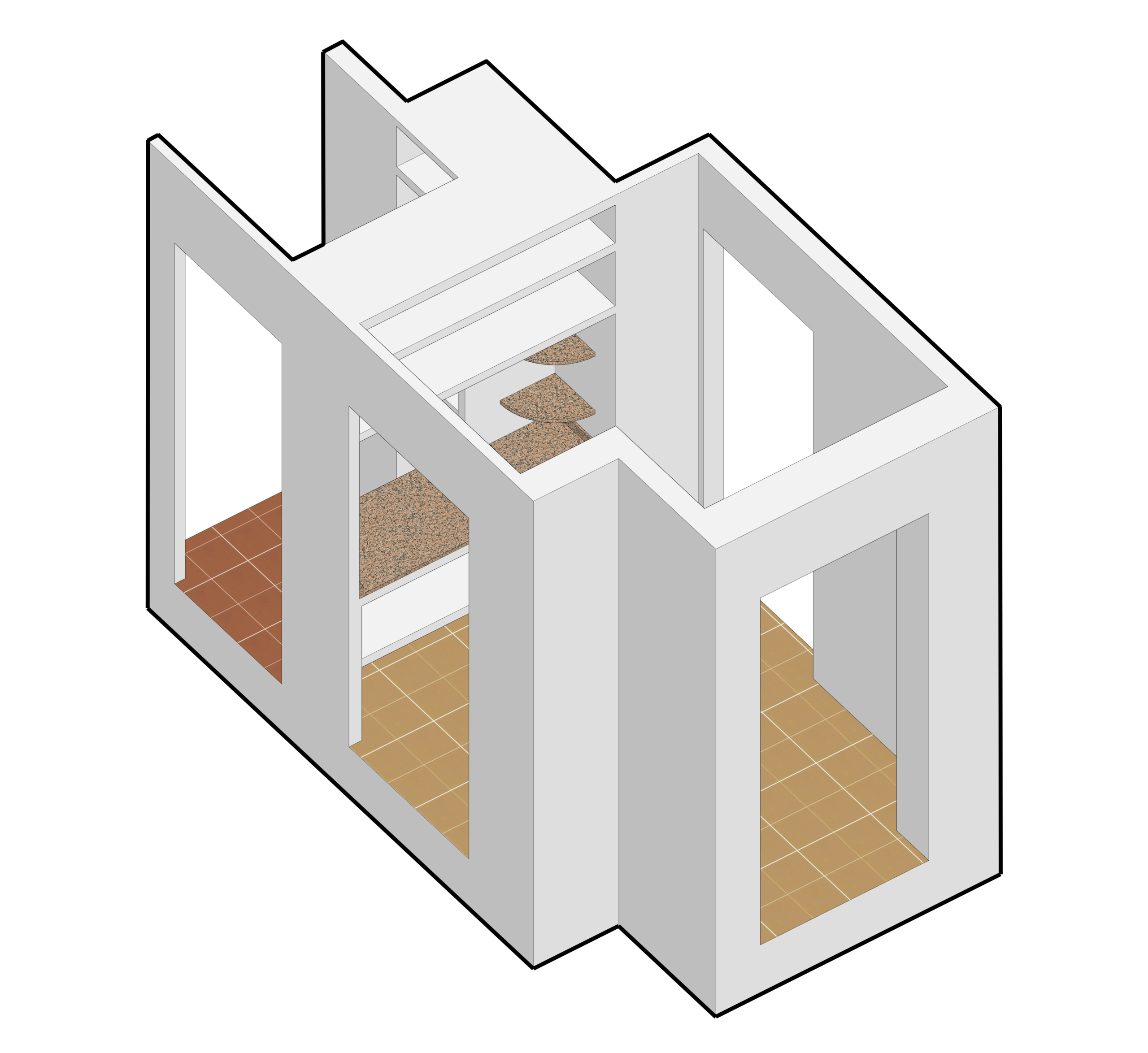 Axonometría del mueble recibidor.